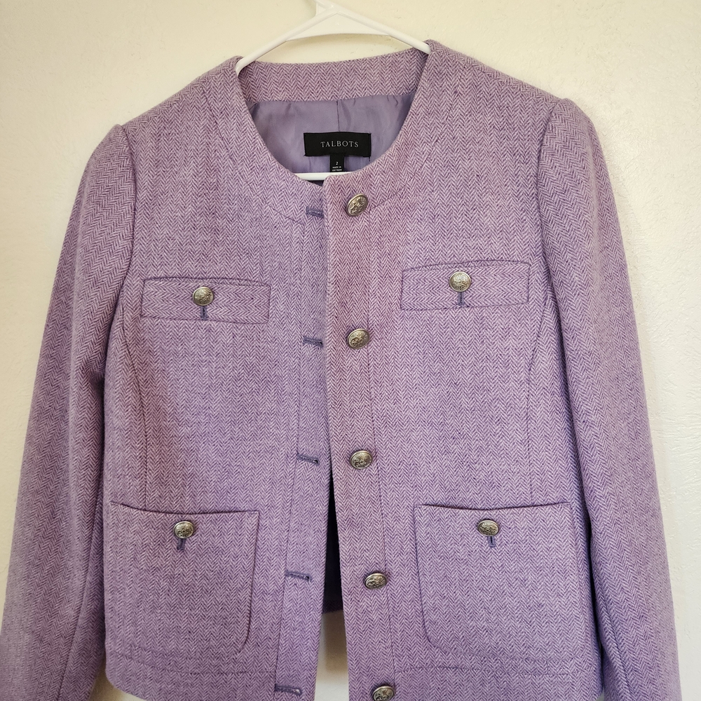 Talbots Women's Lavender Blazer with Silver Buttons